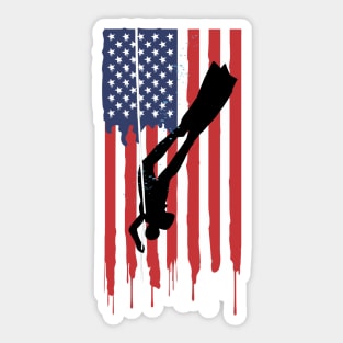 USA America flag with an apnea diver Sticker